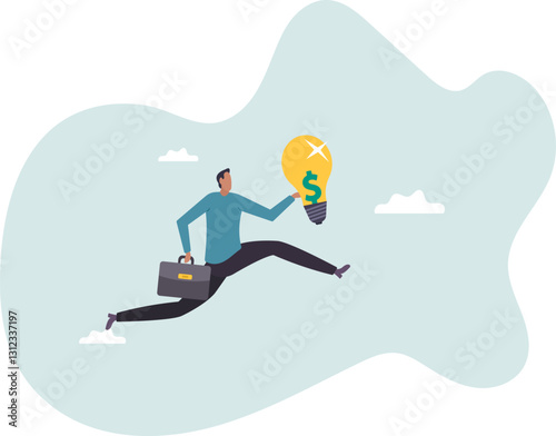 Make money from new idea or profit from investment, creativity or innovation to increase earning growth, financial idea .business concept.flat character.