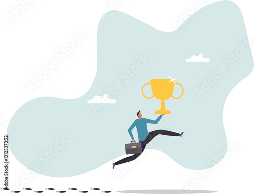 Success footprint, story from leader or winning entrepreneur, motivation to learn how success people achieve target.business concept.flat character.