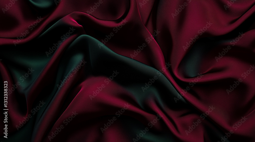 A highly detailed, ultra-realistic close-up photograph of luxurious burgundy silk fabric, capturing its smooth, flowing folds with precision. A highly detailed, ultra-realistic close-up photograph of luxurious burgundy silk fabric, capturing its smooth, flowing folds with precision.