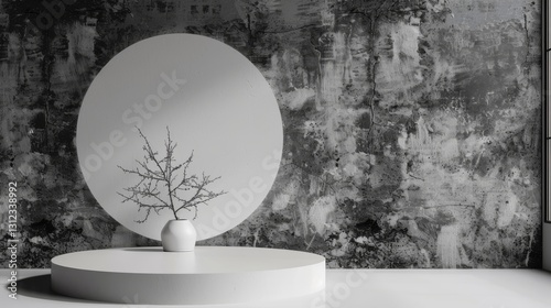 Monochrome backdrop, compact central paint ring