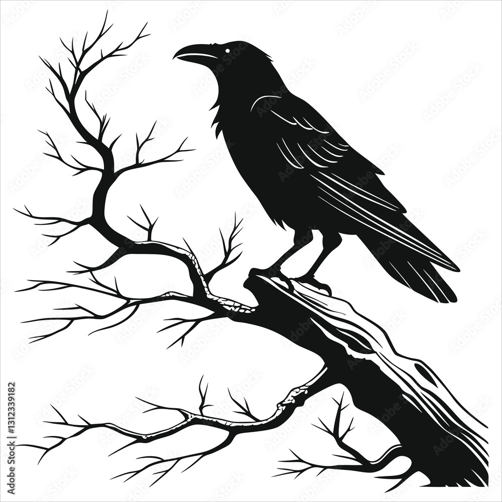Obraz premium silhouette crow image on white background 