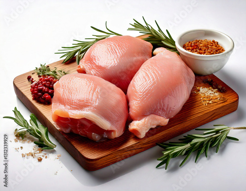 Obraz na płótnie Raw chicken thighs and drumsticks skin-on bone-in on white background w salonie
