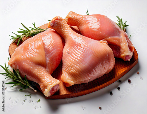 Obraz na płótnie Raw chicken thighs and drumsticks skin-on bone-in on white background w salonie