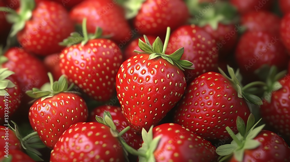 Ripe strawberries clustered on a surface; background blurred. Image for summer, food, health themes Ripe strawberries clustered on a surface; background blurred. Image for summer, food, health themes