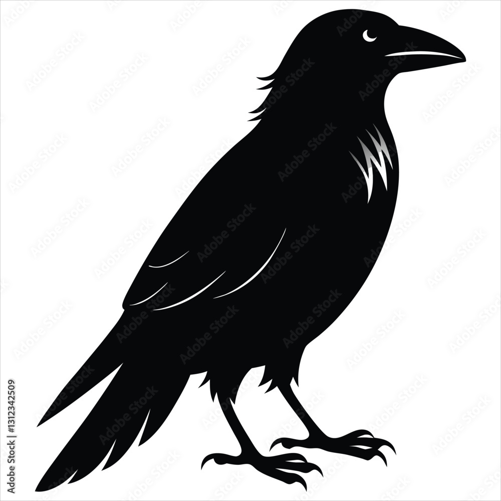 Obraz premium silhouette crow image on white background 