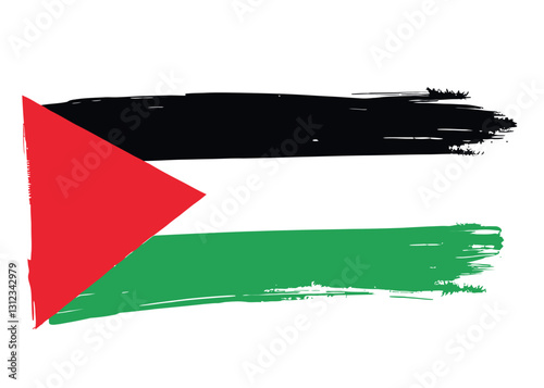 Grunge Palestinian Flag - Artistic Brush Stroke Design