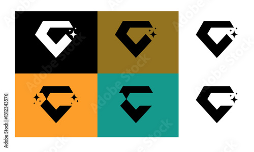  abstract shape of diamond , Diamond shape icon ,  star, logo set