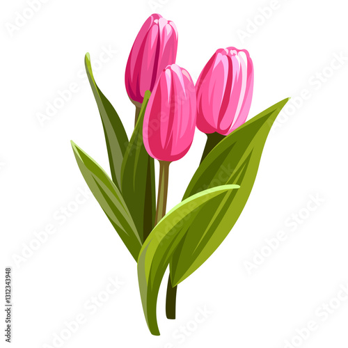 Wallpaper Mural Colorful collection of hand drawn flowers. Pink Tulips isolated on a white background. Spring bouquet for holidays.
 Torontodigital.ca