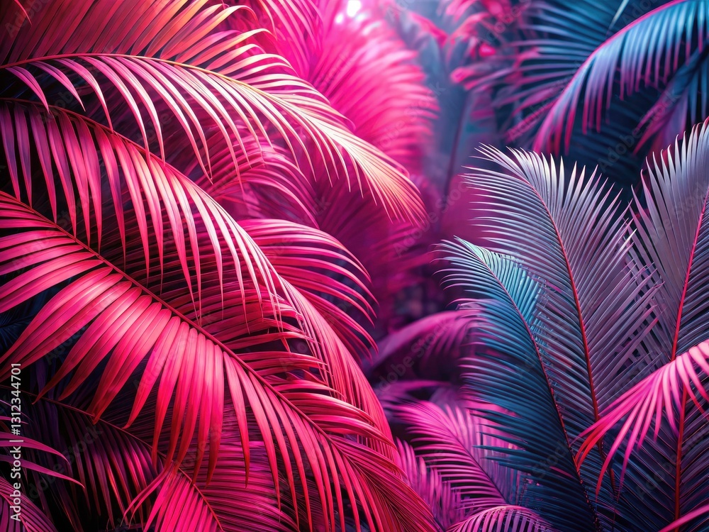 Pink Abstract Palm Leaf Landscape Photography Background - Surreal Tropical Scene