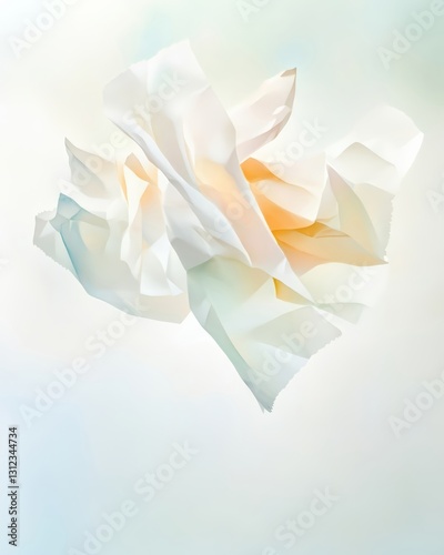 A crumpled letter thrown into the air, its folds caught midmotion photo