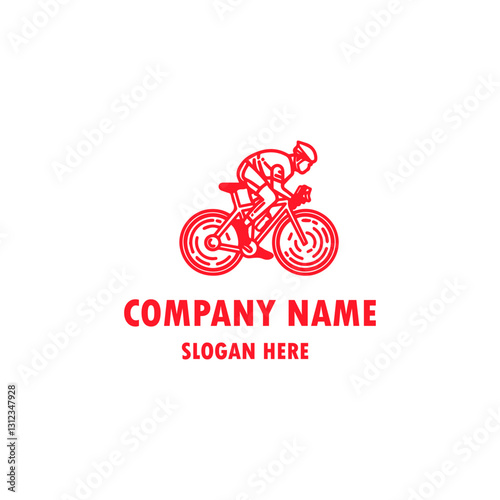 cycling race stylized symbol, outlined cyclist vector silhouette