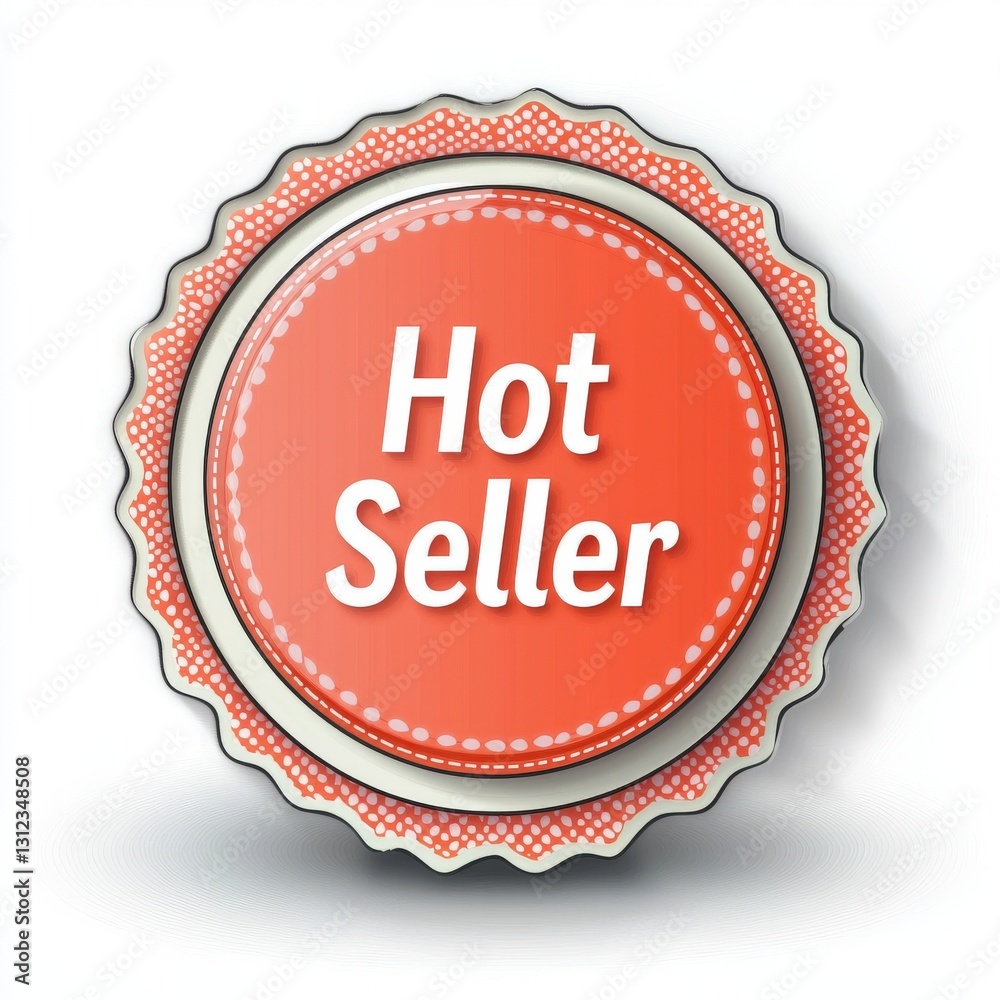 Peach Colored Starburst Badge Featuring Text Peach Colored Starburst Badge Featuring Text