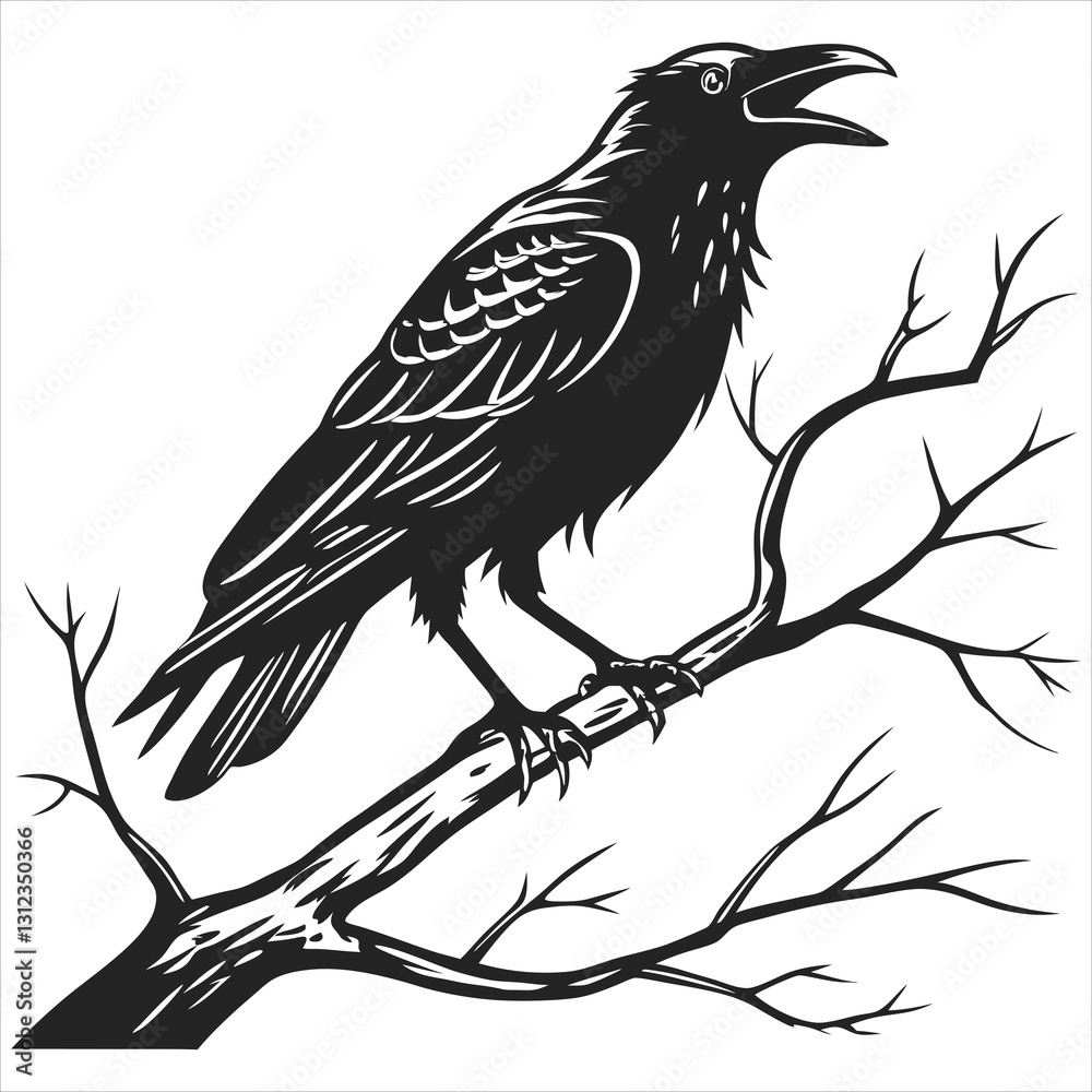 Obraz premium silhouette crow image on white background 
