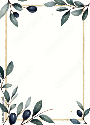Pastel olive page with large black olive branches