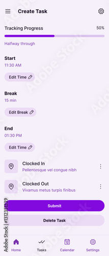 Employee time tracking & Logger, Staff Monitoring & Work Hours Management app UI Kit Template