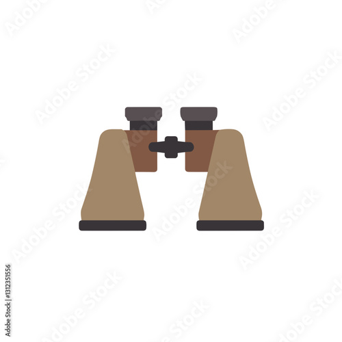 Binoculars vector icon, brown and black, exploration and discovery tool