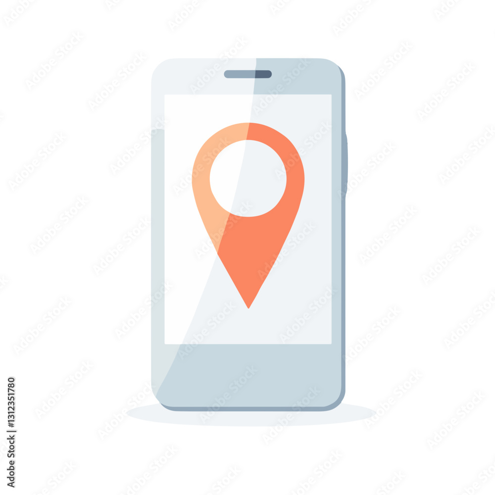 Smartphone with location pin vector icon, GPS navigation symbol Smartphone with location pin vector icon, GPS navigation symbol