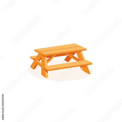 Wooden picnic table vector icon, outdoor dining and camping symbol