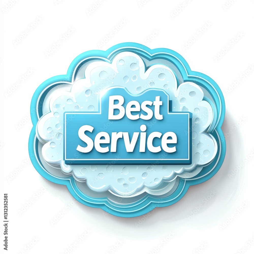 Light Blue Cloud Badge with Text Best Service Highlighting Excellence in Customer Support and Satisfaction Light Blue Cloud Badge with Text Best Service Highlighting Excellence in Customer Support and Satisfaction