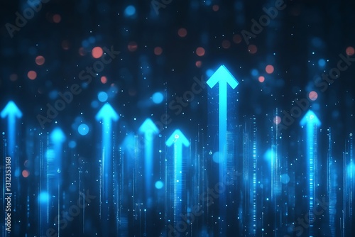 Abstract digital background of upward pointing arrows indicating market growth and increasing financial trends : Generative AI photo