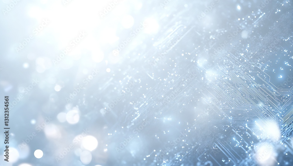 Abstract digital circuit board background featuring glowing blue lights and bokeh effects : Generative AI Abstract digital circuit board background featuring glowing blue lights and bokeh effects : Generative AI