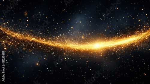 Cosmic Golden Stream: A Celestial River of Light and Stardust