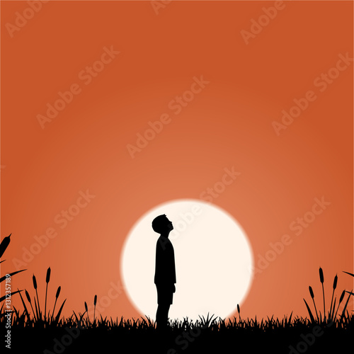 silhouette of a boy