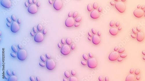 Cute and fun paw print pattern. generative ai
