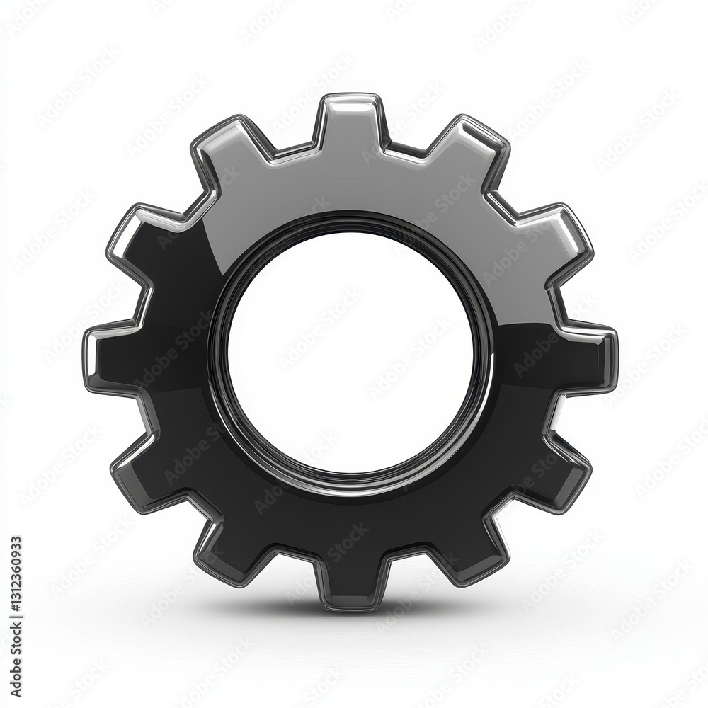 Metallic Grey Gear 3D Render on White Background Metallic Grey Gear 3D Render on White Background