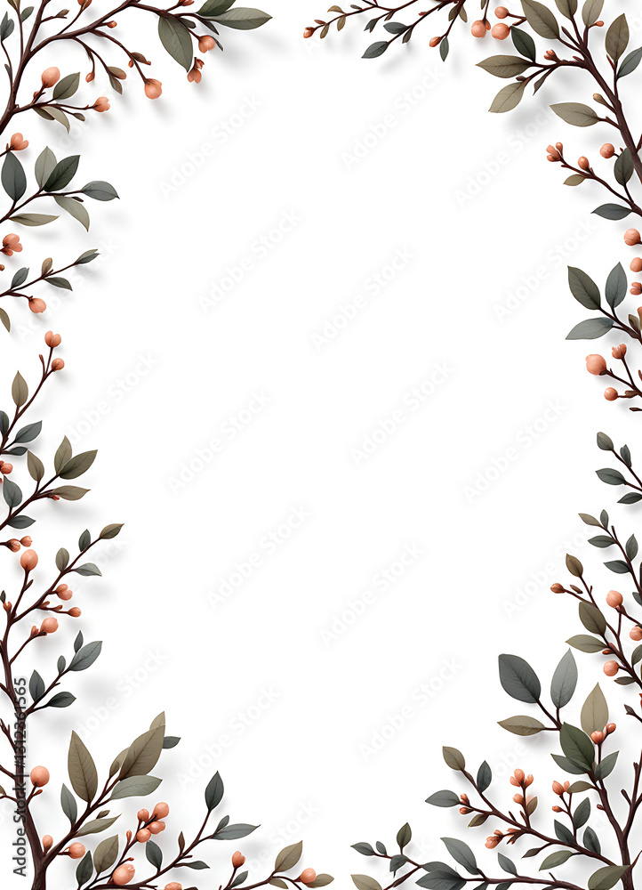 Fototapeta premium White page with fruit branches