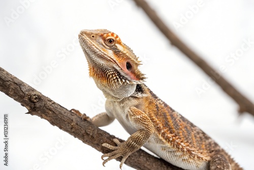 frilled lizard with white background photo