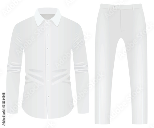 White long sleeve shirt and pants. vector illustration