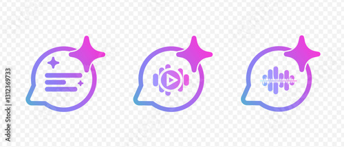 Ai tools. Ai assistant. Prompt generate. Generation Ai video and music. Logo or icon Artificial intelligence. Neural network for video and music creation. 
