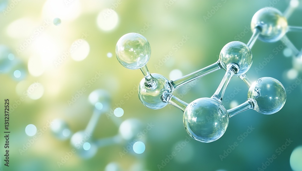 Close-up of glass molecules floating in soft light highlighting the elegance of scientific models and innovation : Generative AI Close-up of glass molecules floating in soft light highlighting the elegance of scientific models and innovation : Generative AI