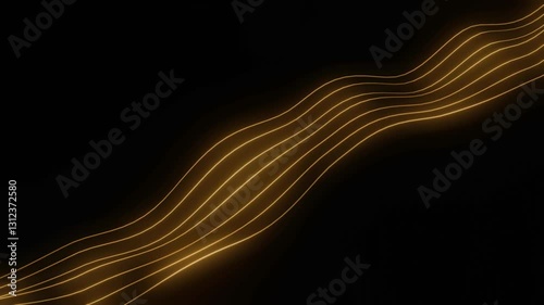 Dynamic gold line wave glow effect backdrop video