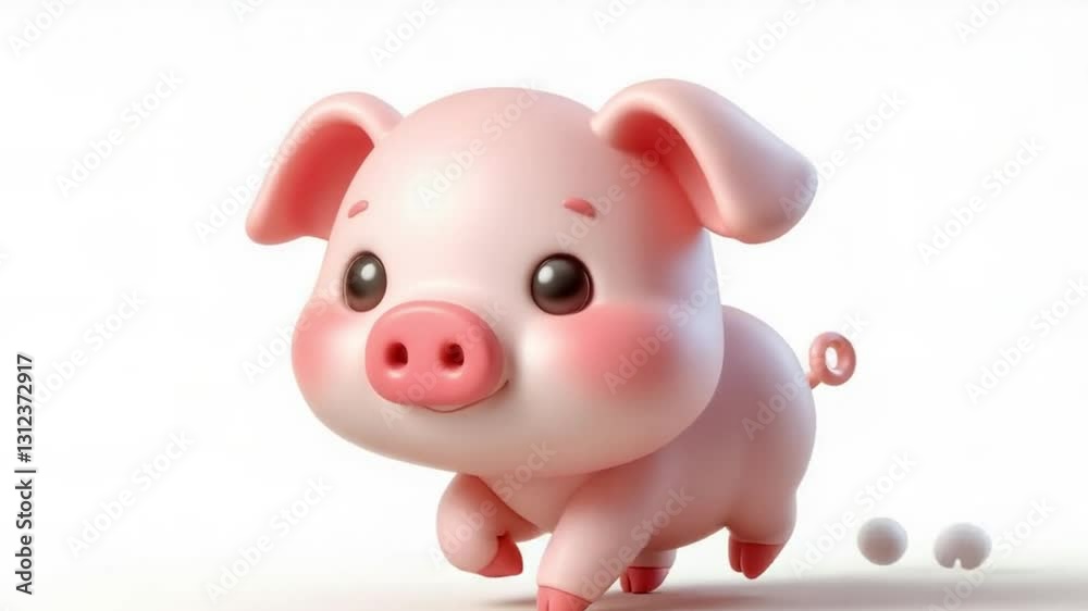 3D funny baby pig cartoon animation