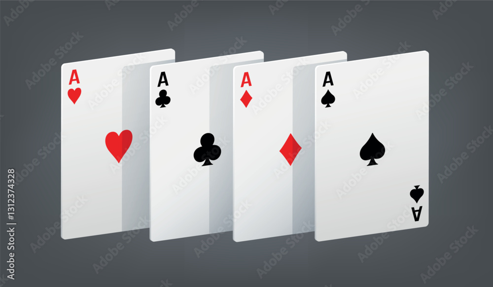 Playing cards 3d. Vector illustration isolated on gray background. Playing cards 3d. Vector illustration isolated on gray background.