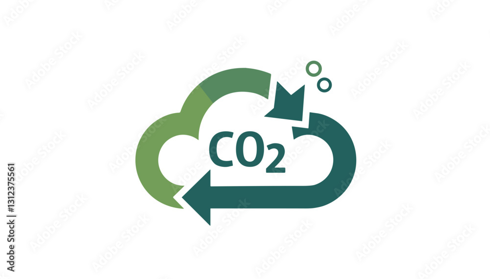 CO2 reduction icon with green arrows. CO2 reduction icon with green arrows.