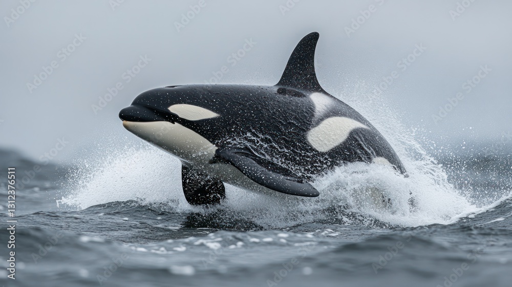 Fototapeta premium Orca leaping gracefully out of water