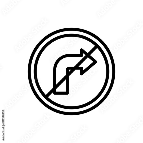No right turn traffic sign icon line vector design in trendy style