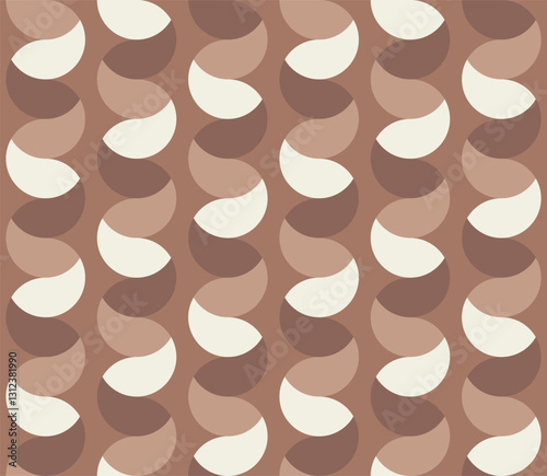 Retro mocha mousse brown cream vertical drops Vector Pattern. Modern geometrics in neutral monochrome brown seamless background.