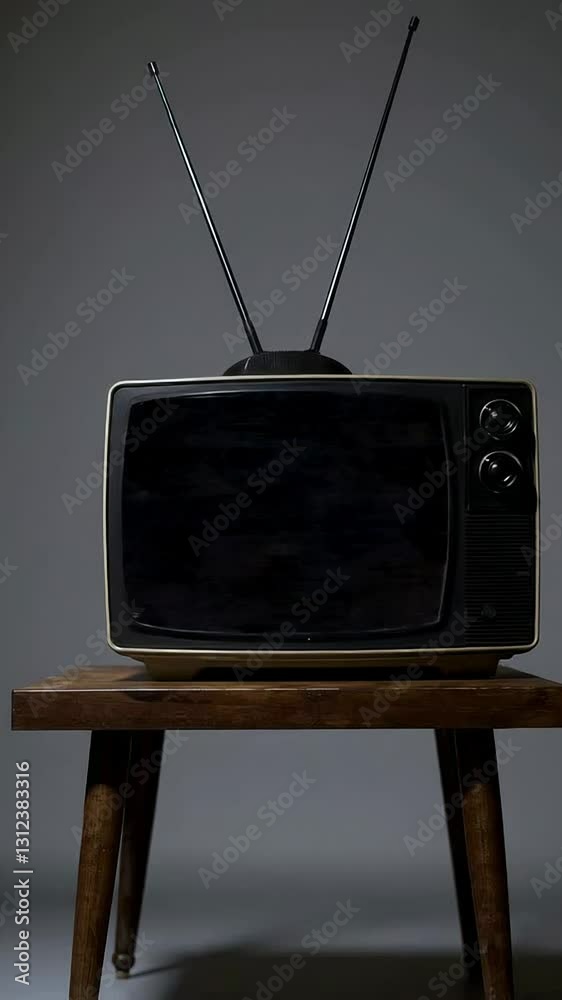 Retro television static and distortion on vintage tv screen sequence
