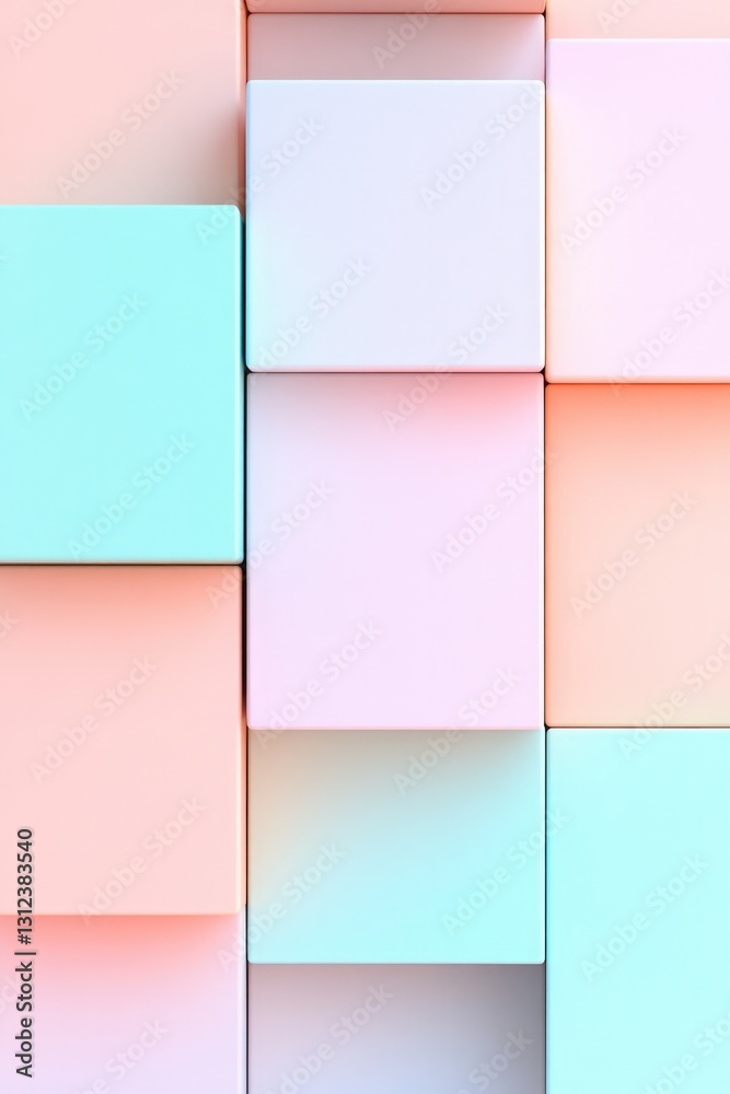 Fototapeta premium geometric design background with mosaic of pastel-colored squares forming elegant minimalistic pattern