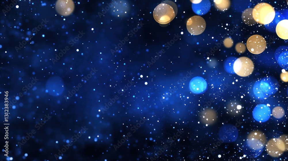 Obraz premium Abstract Blue and Gold Bokeh Background: Festive Sparkle