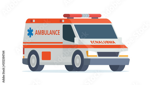 Ambulance Car, Emergency Medical Service Vehicle. Flat Design Vector Illustration photo