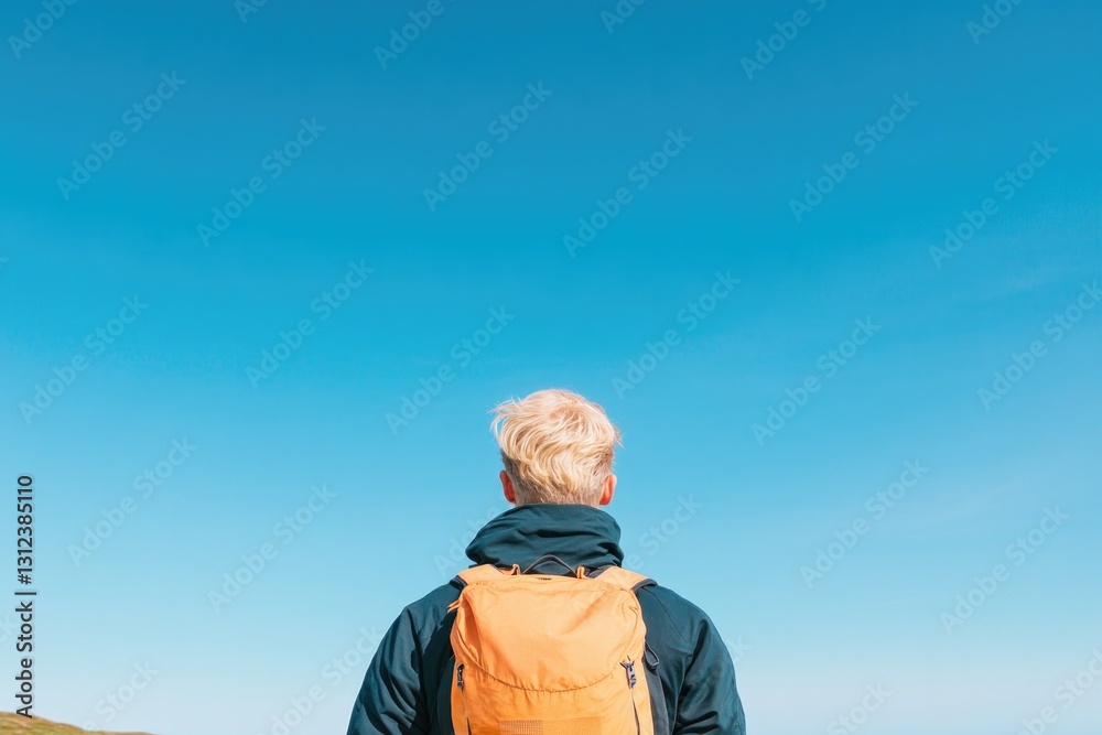 Fototapeta premium portrait of individual engaging in outdoor exercise under clear sky displaying determination and vitality