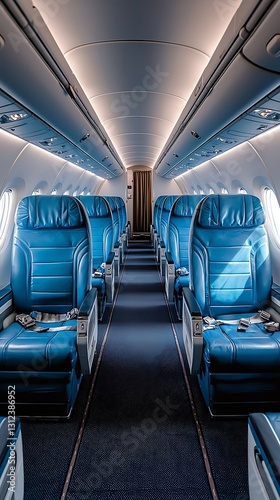 Blue Seats for Private Jet Interior.