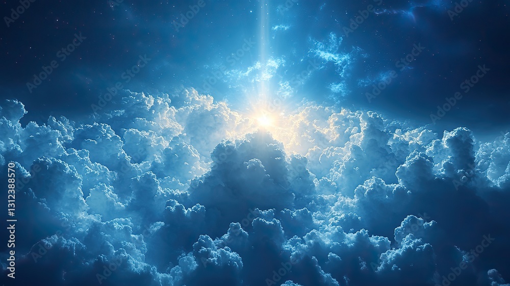 divine presence blue sky background with tiny clouds and rays of light divine presence blue sky background with tiny clouds and rays of light