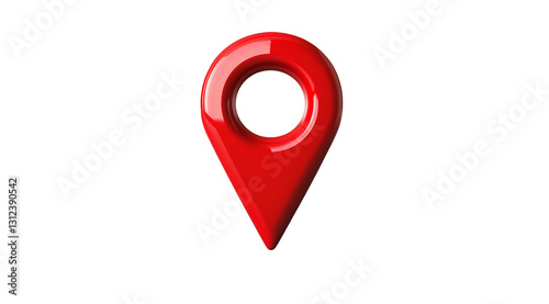 Free Download 3D red location pin icon with a sleek design, isolated on a transparent background. High-resolution vector illustration with sharp details, perfect for maps and navigation graphics. - GFXLoad