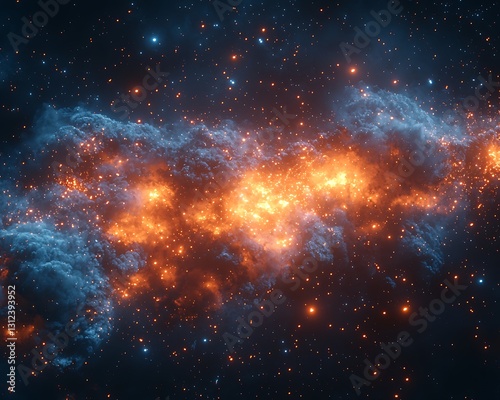 Cosmic Nebula  Fiery Galactic Cloud.